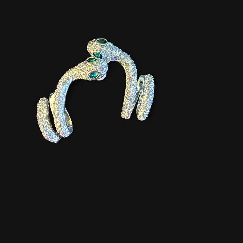 Brand New Silver-Tone Rhinestone Snake Earrings